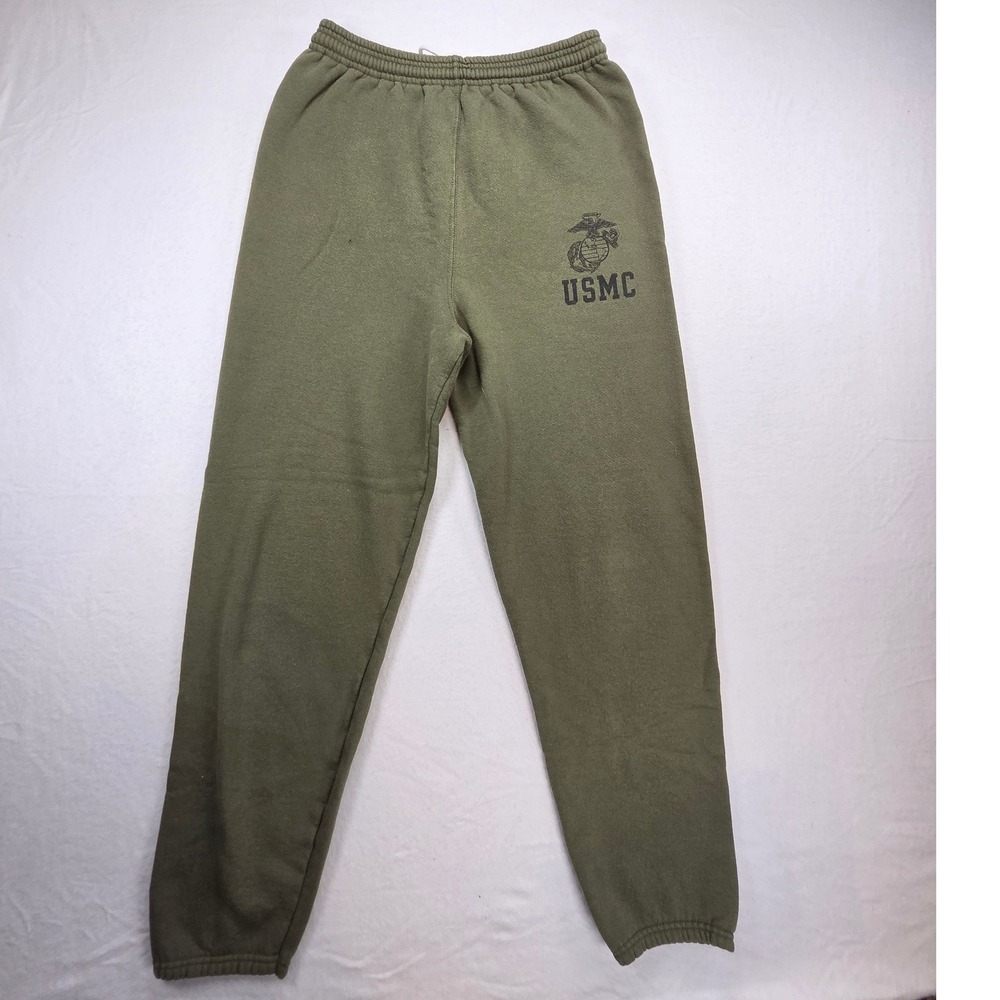 USMC Marines Sweat Pant Elastic Waist Ankle Draw String Olive Green Medium SOFFE